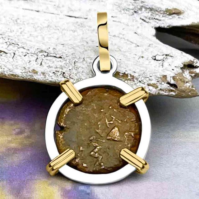 Biblical Widow's Mite 14K Gold and Sterling Silver Pendan