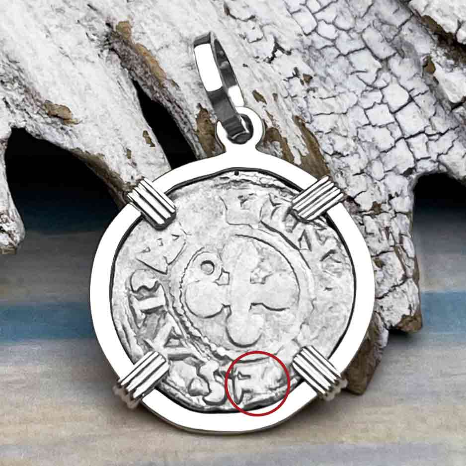Templar Knights Era French Healing Angel Silver Denier Sterling Silver Pendant | Artifact #6795