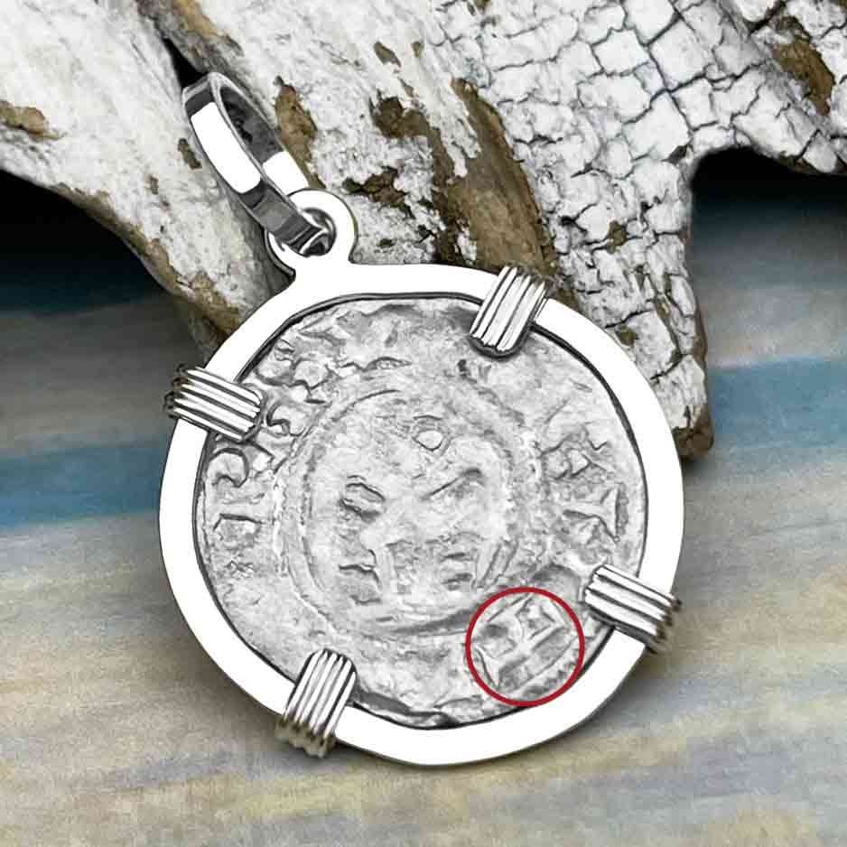 Templar Knights Era French Healing Angel Silver Denier Sterling Silver Pendant | Artifact #6795
