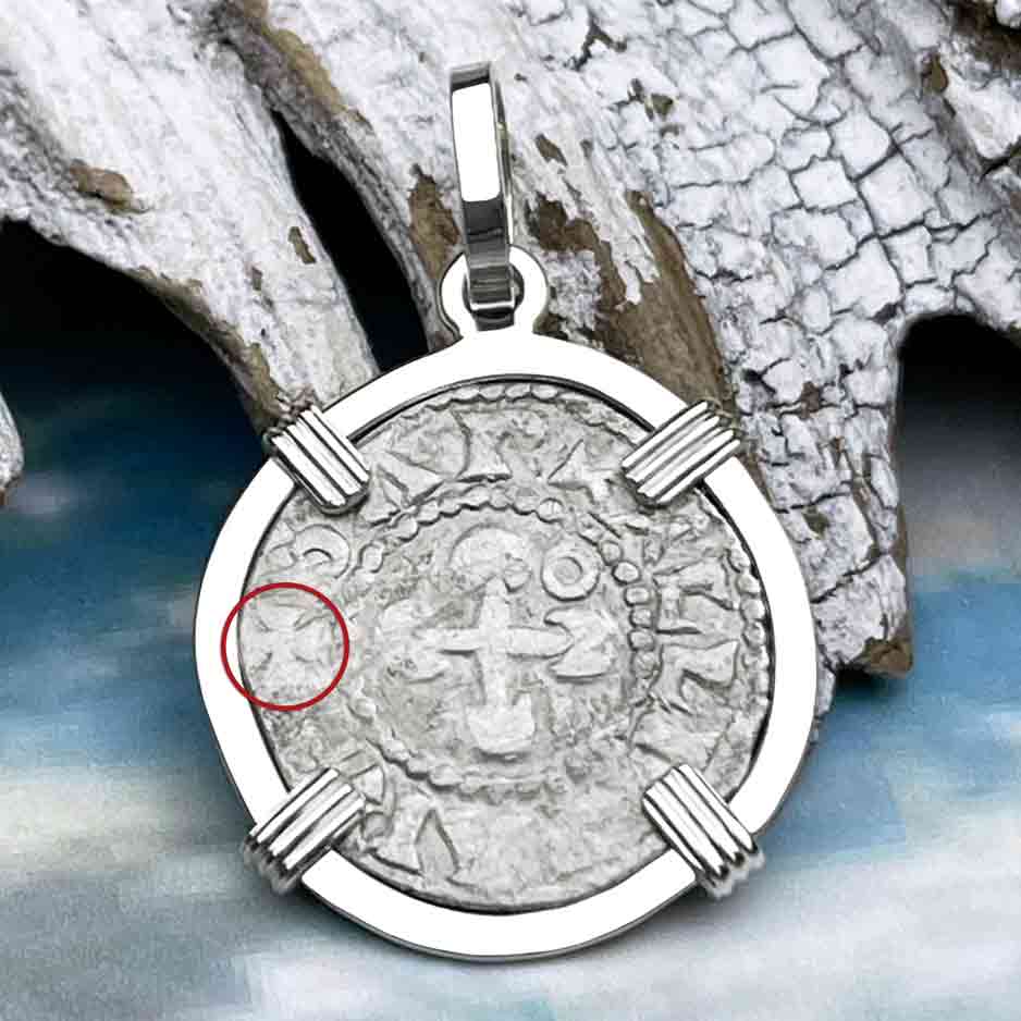Templar Knights Era French Healing Angel Silver Denier Sterling Silver Pendant