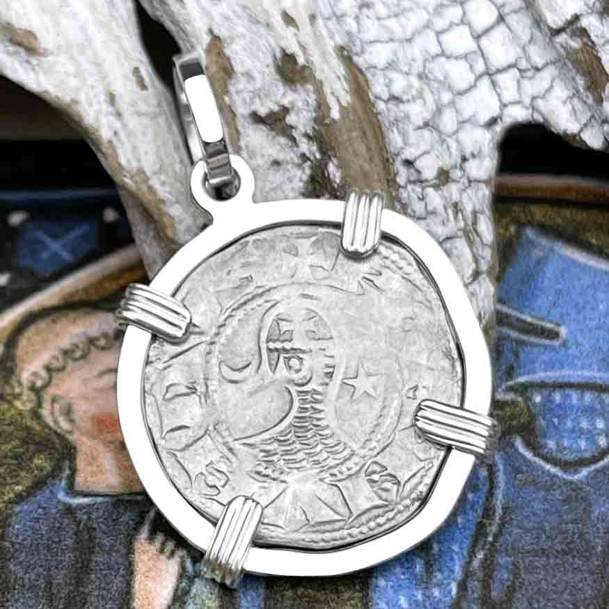 Templar Knights Era Antioch Crusader Medieval Silver Denier &quot;Helmet Head&quot; Coin of the Crusades Sterling Silver Pendant