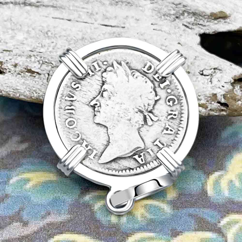 British Royal Maundy Silver 1687 King James II Threepence Sterling Silver Pendant