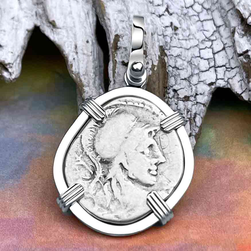 Roman Republic Silver Denarius 86 BC Mars & Victory Sterling Silver Pendant
