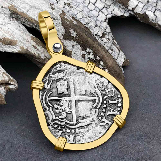 Atocha Era Land Find Spanish 1 Reale Piece of Eight 14K Gold Pendant