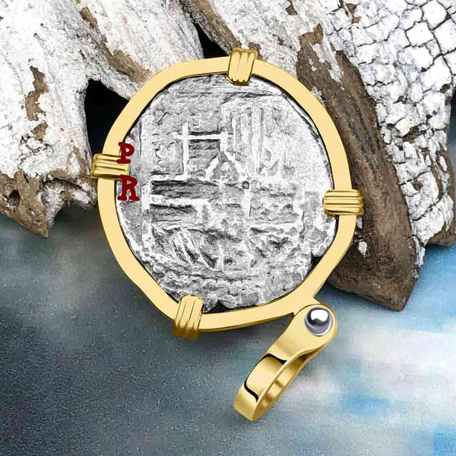 Atocha Era Land Find Spanish 1 Reale Piece of Eight 14K Gold Pendant
