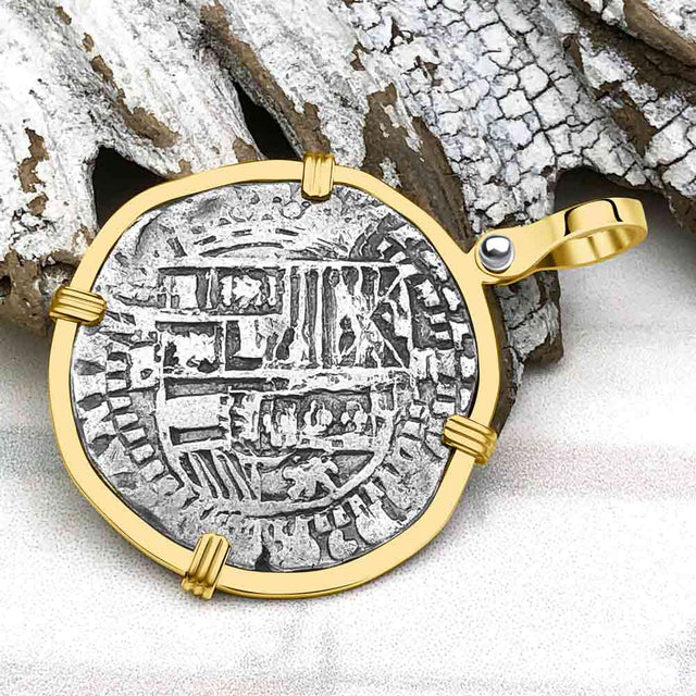 Atocha Era Land Find Spanish 2 Reale Piece of Eight 14K Gold Pendant