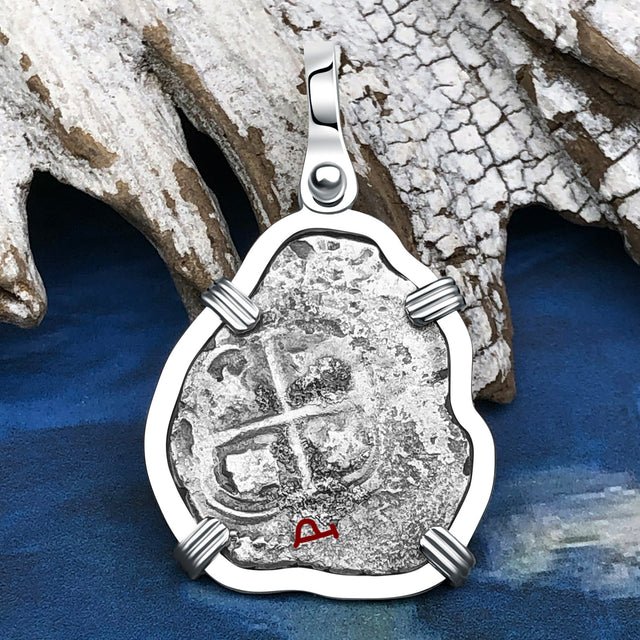 1662 Consolacion Shipwreck Pirate Era Spanish 1 Reale Piece of Eight 14K White Gold Pendant