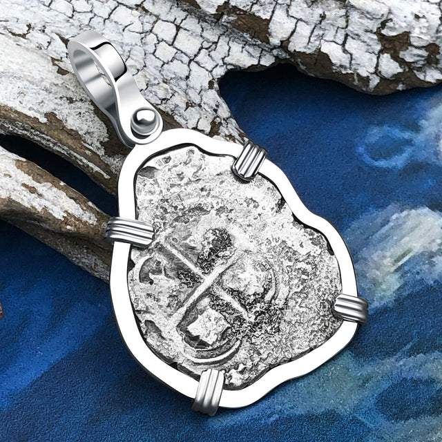 1662 Consolacion Shipwreck Pirate Era Spanish 1 Reale Piece of Eight 14K White Gold Pendant