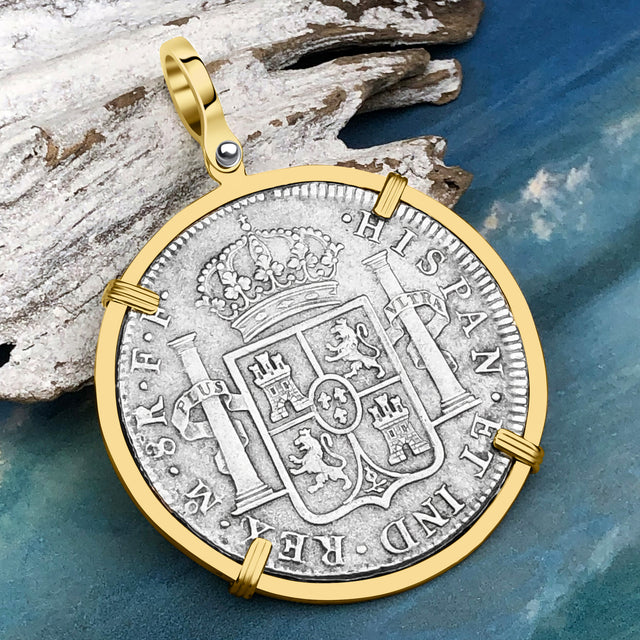 STUNNING Grade 1 Plus - El Cazador Shipwreck 1783 8 Reale "Piece of 8" 14K Gold Treasure Coin Pendant