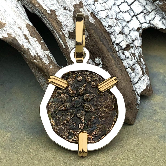 Biblical Widow's Mite 14K Gold and Sterling Silver Pendant