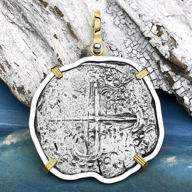 Mel Fisher's Atocha 8 Reale Shipwreck Coin 14K Gold & Sterling Silver Pendant