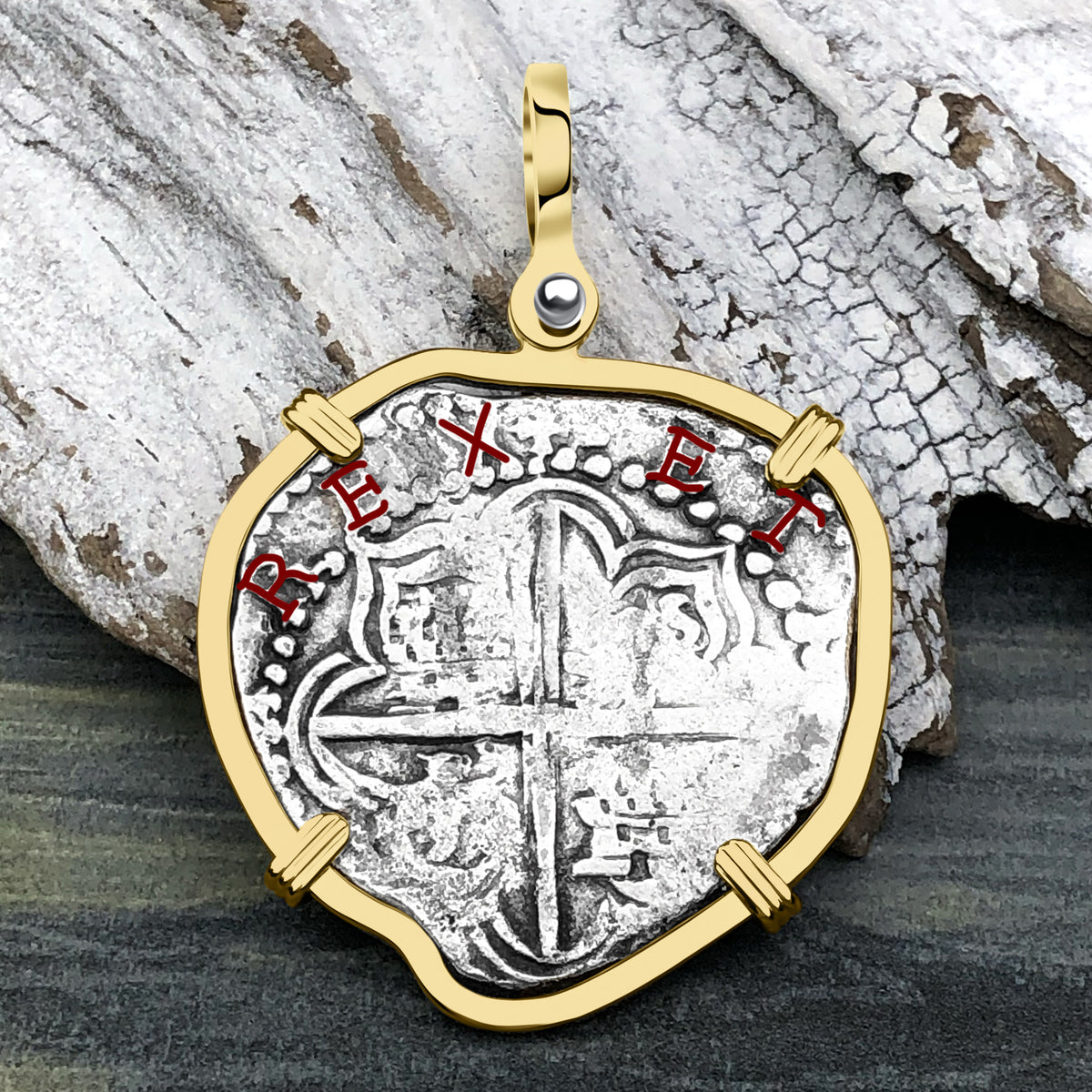 Mel Fisher's Atocha 4 Reale Shipwreck Coin 14K Gold Pendant