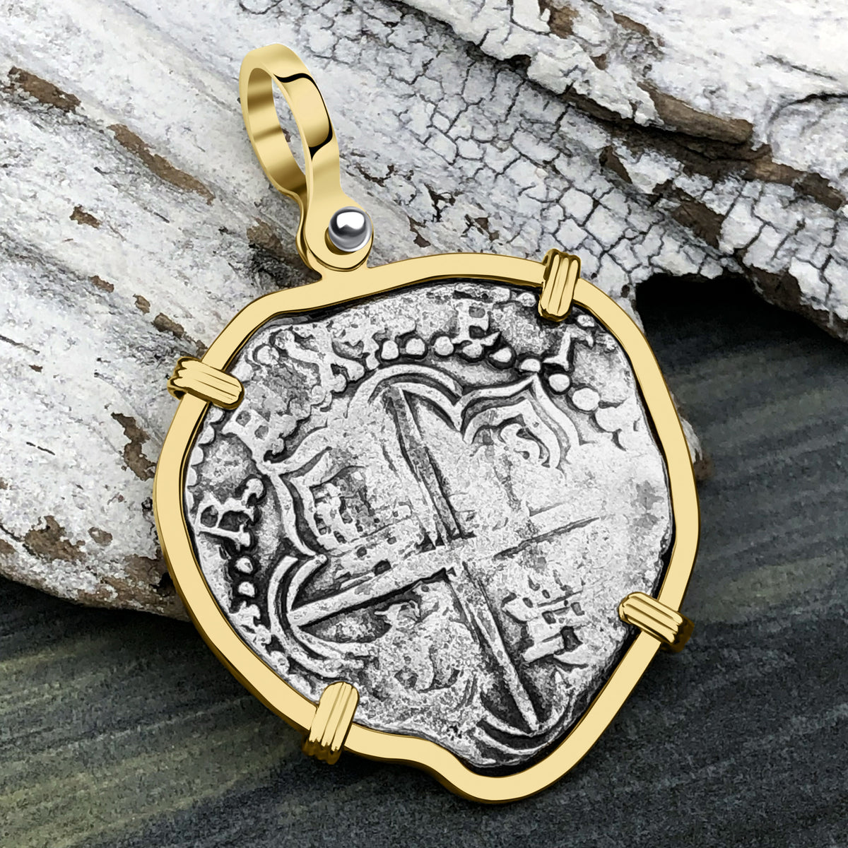 Mel Fisher's Atocha 4 Reale Shipwreck Coin 14K Gold Pendant