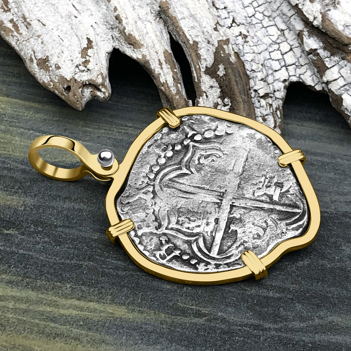 Mel Fisher's Atocha 4 Reale Shipwreck Coin 14K Gold Pendant