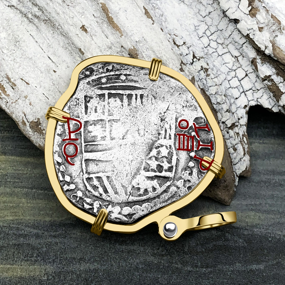 Mel Fisher's Atocha 4 Reale Shipwreck Coin 14K Gold Pendant