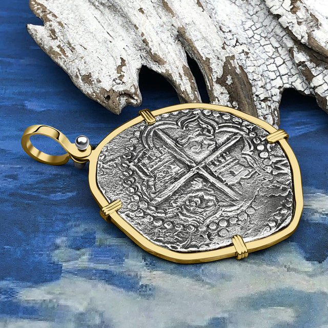 RARE Dated Mel Fisher's Atocha 8 Reale Shipwreck Coin 14K Gold Pendant