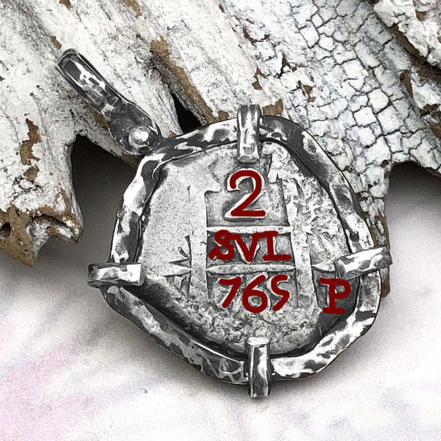 1765 Pirate Era Spanish 2 Reale Piece of 8 Sterling Silver TORTUGA COLLECTION Pendant