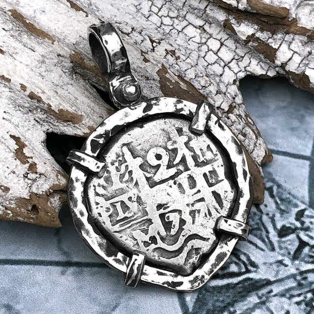 1737 Pirate Era Spanish 2 Reale Piece of 8 Sterling Silver TORTUGA COLLECTION Pendant