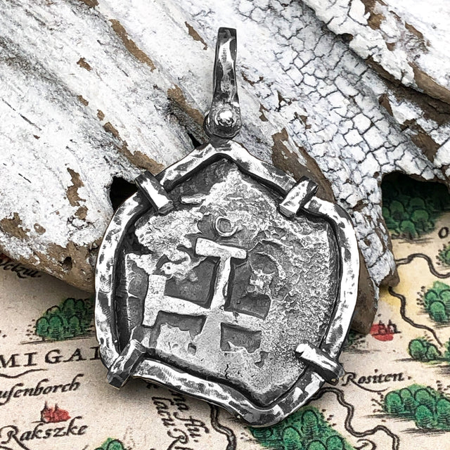 Pirate Era 1753 Spanish 4 Reale Piece of 8 Sterling Silver TORTUGA COLLECTION Pendant