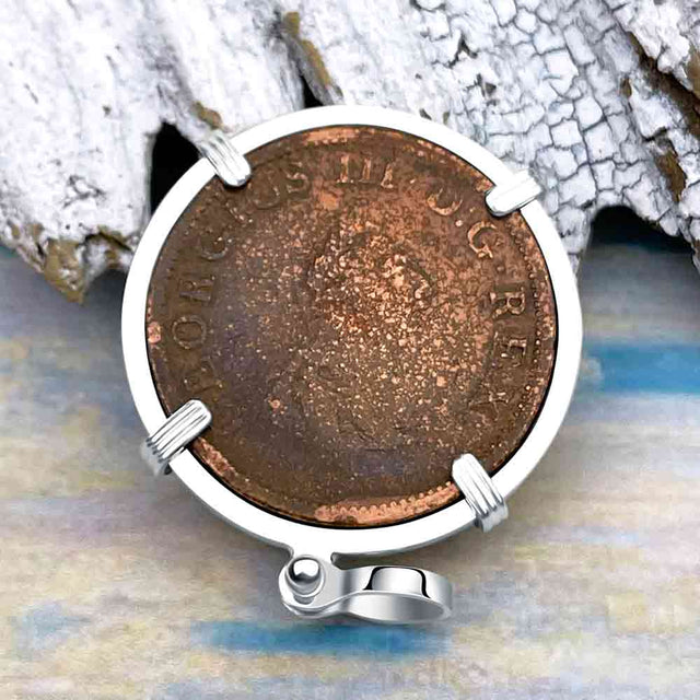 1805 Celtic Harp Irish Copper Half Penny Dublin Hoard Sterling Silver Pendant | Artifact #8009