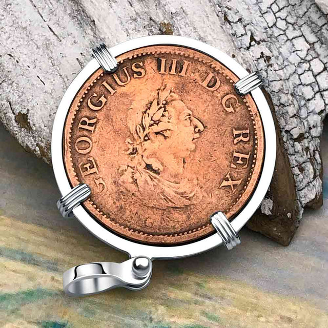 1805 Celtic Harp Irish Copper Half Penny Dublin Hoard Sterling Silver Pendant