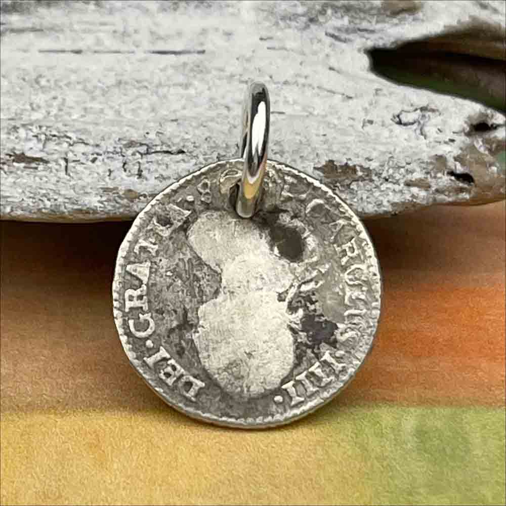 Pirate Chic Silver Half Reale Spanish Portrait Dollar Dated 1790s - the Legendary &quot;Piece of Eight&quot; Pendant