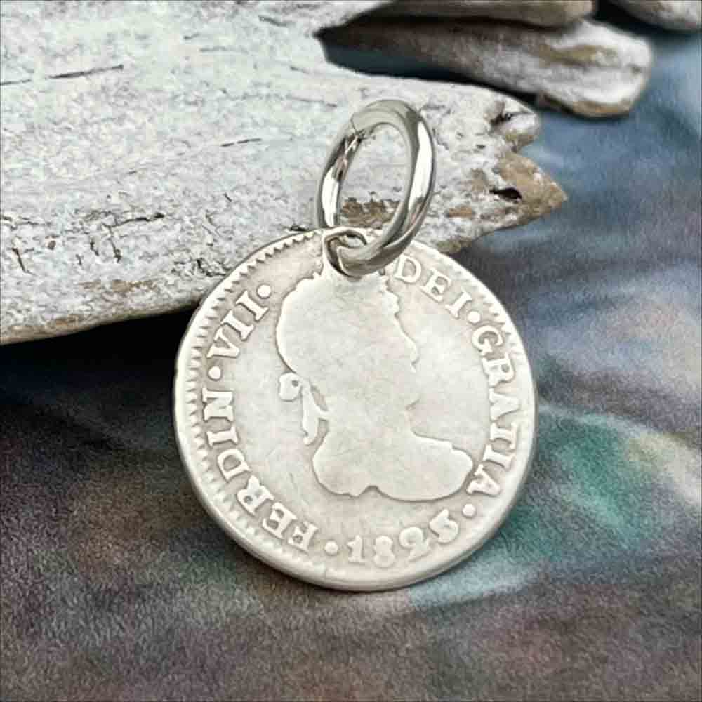 Pirate Chic Silver Half Reale Spanish Portrait Dollar Dated 1823 - the Legendary &quot;Piece of Eight&quot; Pendant