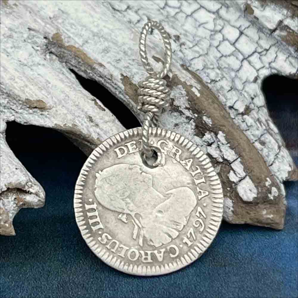 Pirate Chic Silver Half Reale Spanish Portrait Dollar Dated 1797 - the Legendary &quot;Piece of Eight&quot; Pendant | Artifact #8134