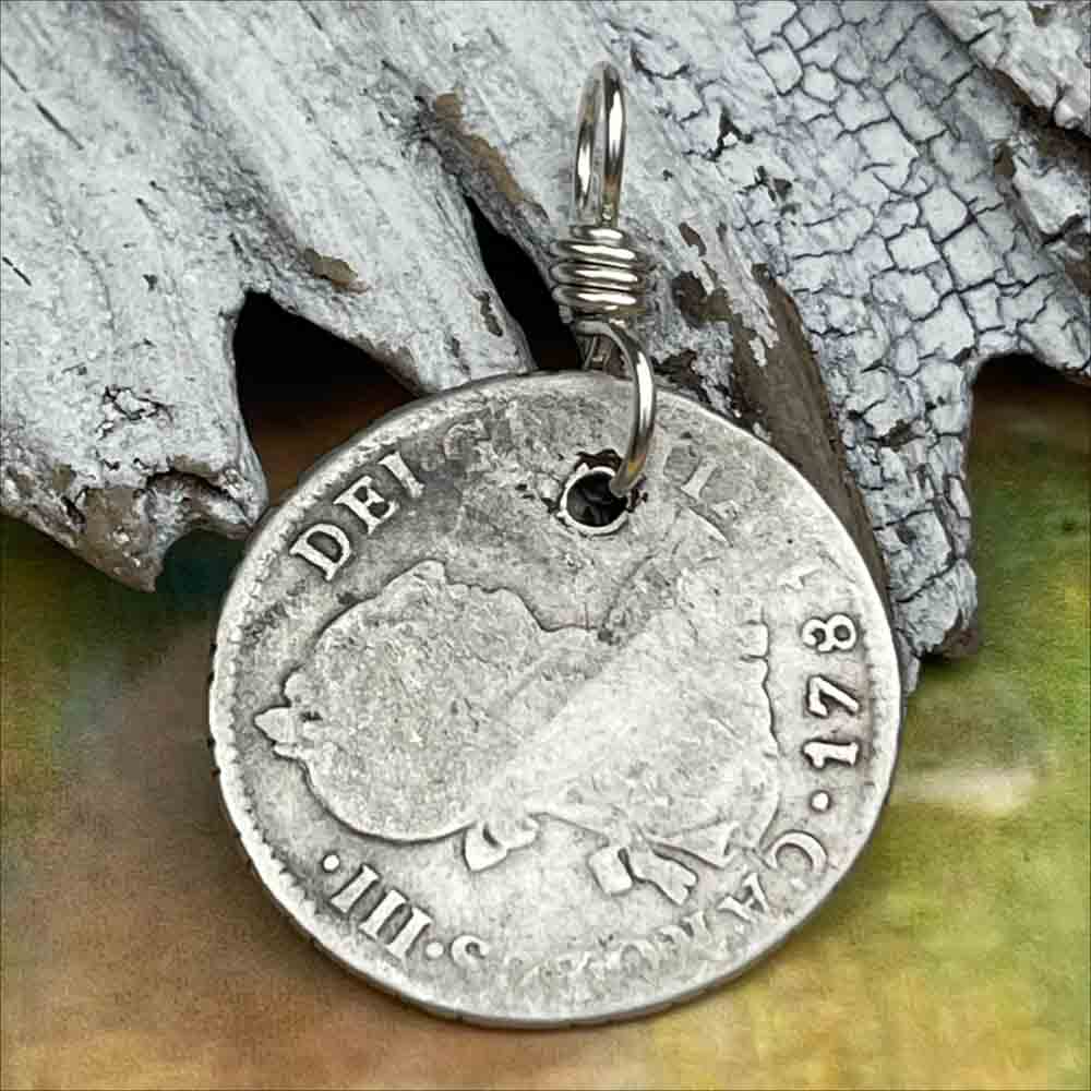Pirate Chic Silver 2 Reale Spanish Portrait Dollar Dated 1781 - the Legendary "Piece of Eight" Pendant 