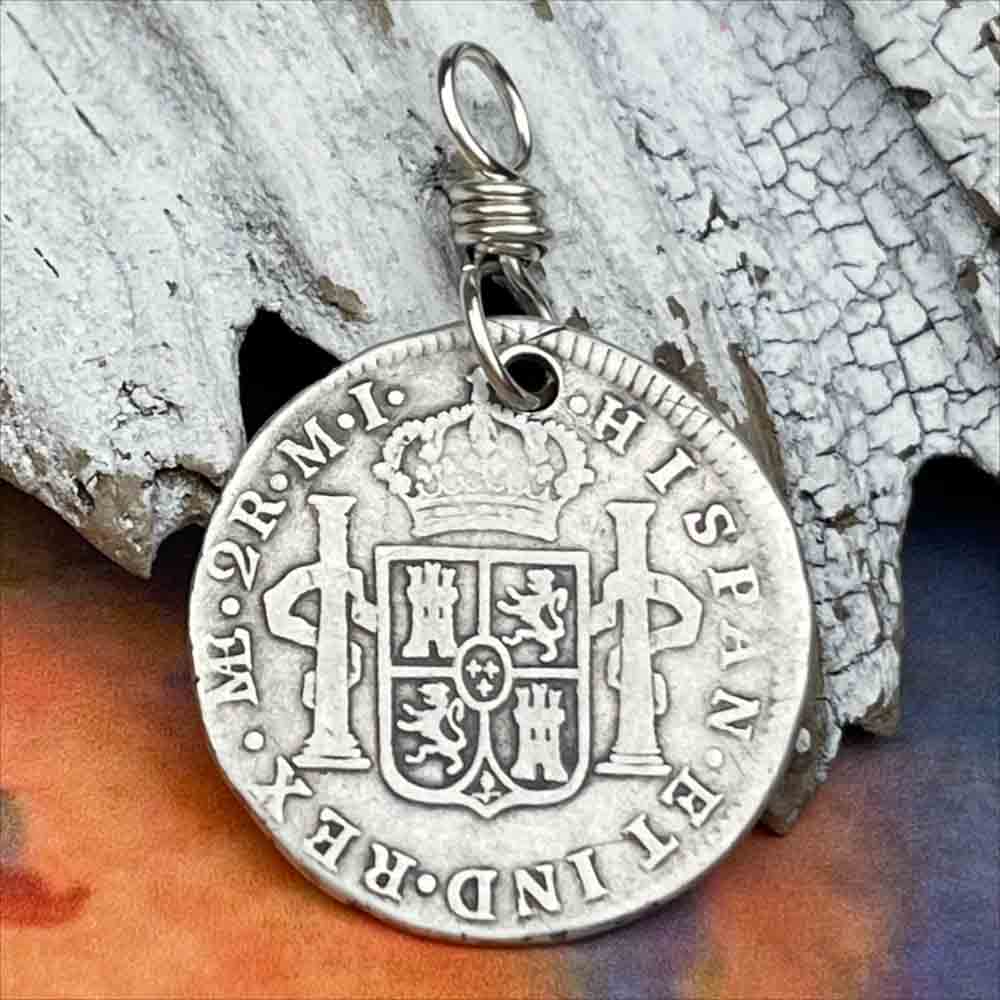 Pirate Chic Silver 2 Reale Spanish Portrait Dollar Dated 1784 - the Legendary "Piece of Eight" Pendant