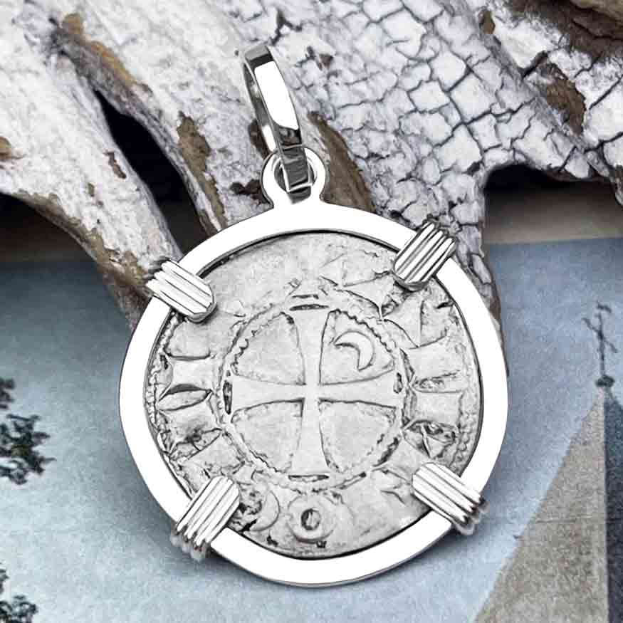 Templar Knights Era Antioch Crusader Medieval Silver Denier &quot;Helmet Head&quot; Coin of the Crusades Sterling Silver Pendant 
