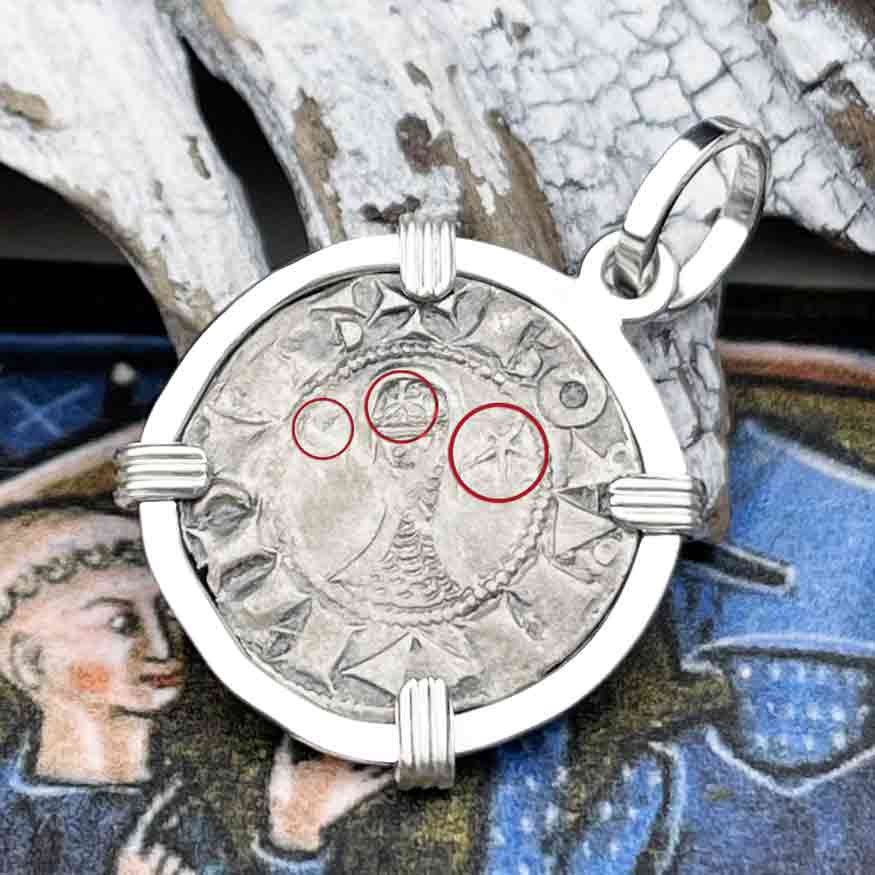 Templar Knights Era Antioch Crusader Medieval Silver Denier "Helmet Head" Coin of the Crusades Sterling Silver Pendant 