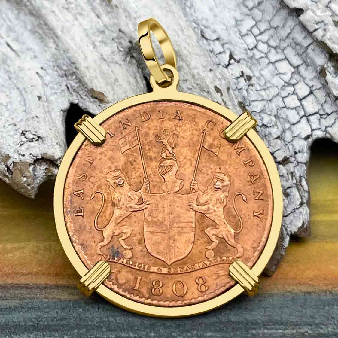 Admiral Gardner Shipwreck Ten Cash Coin Grade 1+ 14K Gold Pendant
