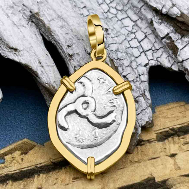 Lycian Dynasts Triskeles Silver 1/3 Stater Circa 380 BC Coin 14K Gold Pendant