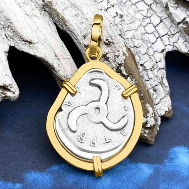 Lycian Dynasts Triskeles Silver 1/3 Stater Circa 380 BC Coin 14K Gold Pendant