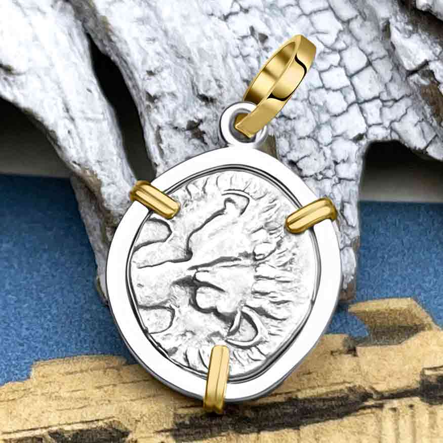 Lycian Dynasts Triskeles Silver 1/3 Stater Circa 380 BC Coin 14K Gold & Sterling Silver Pendant