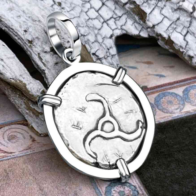 Lycian Dynasts Triskeles Silver 1/3 Stater Circa 380 BC Coin 14K White Gold Pendant