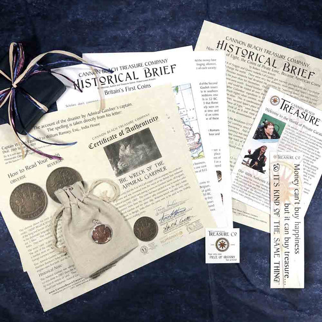 Admiral Gardner Shipwreck Ten Cash Coin Grade 1+ Sterling Silver Pendant | Artifact #4175