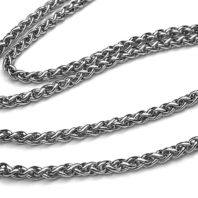3.0 mm Antiqued Sterling Silver Wheat Chain - LUXURY WEIGHT