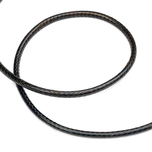3.0 mm Textured Sable Brown Center-Hide Leather Necklace Finished in Stainless Steel