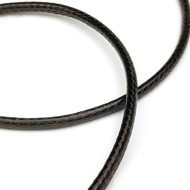 3.0 mm Textured Sable Brown Center-Hide Leather Necklace Finished in Stainless Steel
