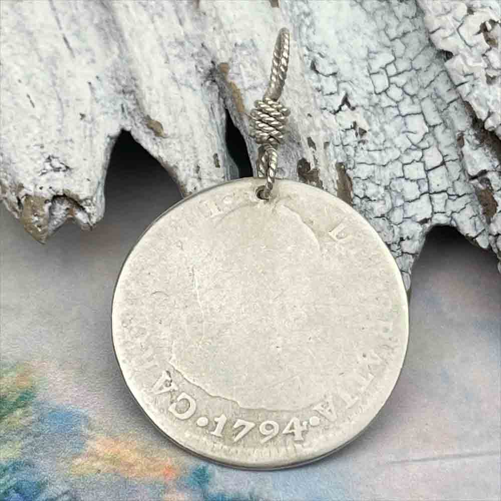 Pirate Chic Silver 2 Reale Spanish Portrait Dollar Dated 1794 - the Legendary &quot;Piece of Eight&quot; Pendant