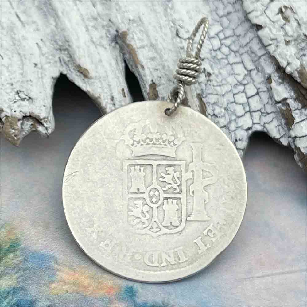 Pirate Chic Silver 2 Reale Spanish Portrait Dollar Dated 1794 - the Legendary &quot;Piece of Eight&quot; Pendant