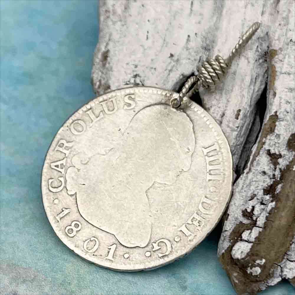 Pirate Chic Silver 2 Reale Spanish Portrait Dollar Dated 1801 - the Legendary &quot;Piece of Eight&quot; Pendant