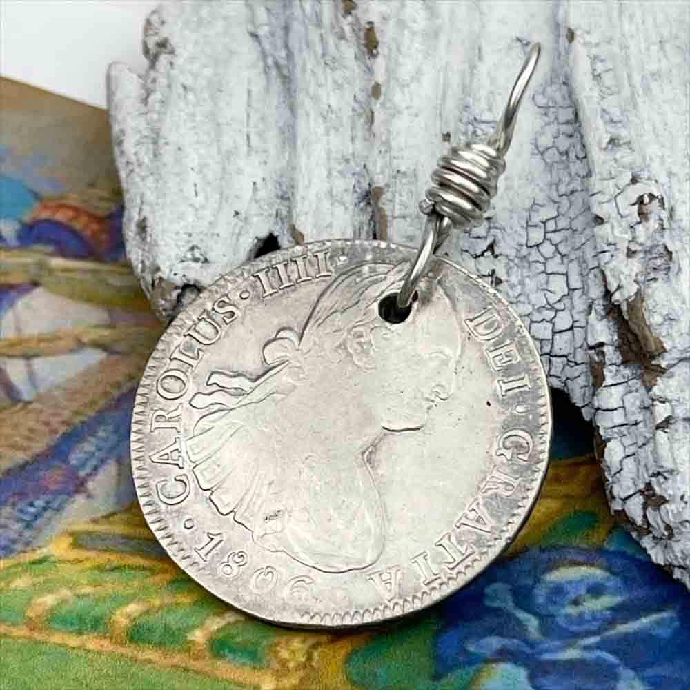 Pirate Chic Silver 8 Reale Spanish Portrait Dollar Dated 1806 - the Legendary &quot;Piece of Eight&quot; Pendant