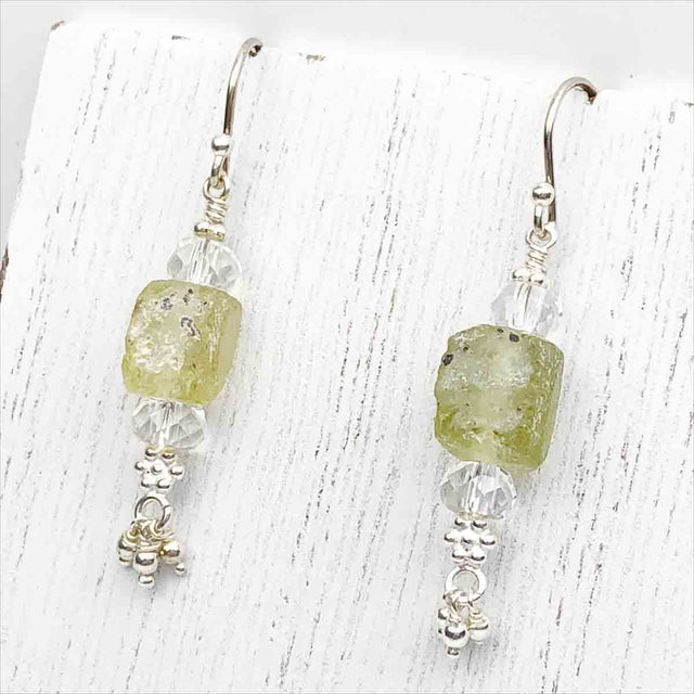 Ancient Roman Glass Golden Yellow Earrings on Sterling Silver