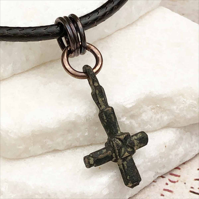 Medieval Byzantine Devotional Bronze Cross Necklace circa 1,000 AD