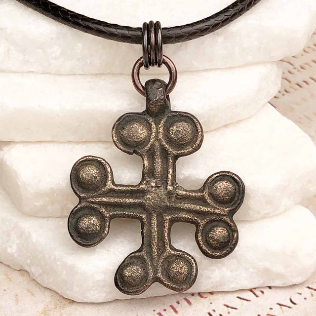 Medieval Byzantine Devotional Bronze Cross Necklace circa 1,000 AD