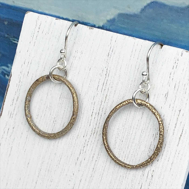 Deep Warm Golden Bronze Celtic Ring Money Earrings