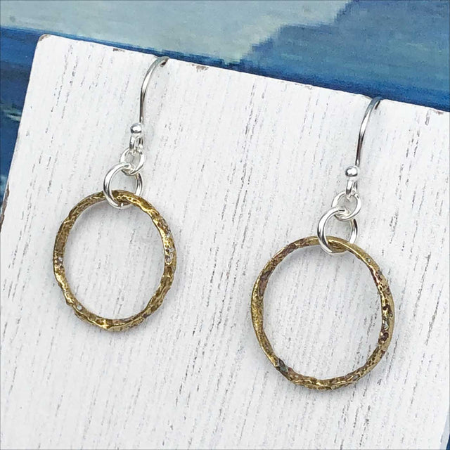 Variegated Light Bronze Celtic Ring Money Earrings